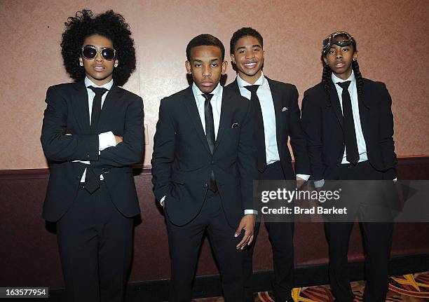 Musicians Princeton, Prodigy, Roc Royal, and Ray Ray of the music group Mindless Behavior attend the Mindless Behavior "All Around The World" New...