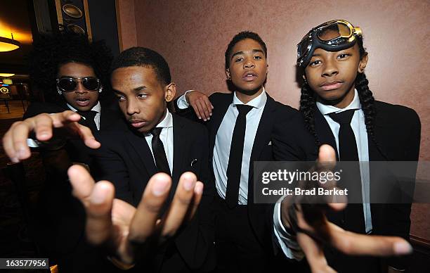 Musicians Princeton, Prodigy, Roc Royal, and Ray Ray of the music group Mindless Behavior attend the Mindless Behavior "All Around The World" New...