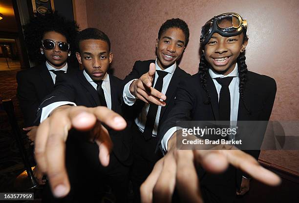 Musicians Princeton, Prodigy, Roc Royal, and Ray Ray of the music group Mindless Behavior attend the Mindless Behavior "All Around The World" New...