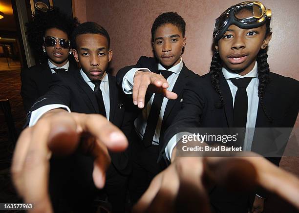 Musicians Princeton, Prodigy, Roc Royal, and Ray Ray of the music group Mindless Behavior attend the Mindless Behavior "All Around The World" New...