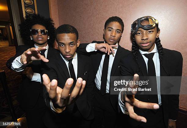 Musicians Princeton, Prodigy, Roc Royal, and Ray Ray of the music group Mindless Behavior attend the Mindless Behavior "All Around The World" New...