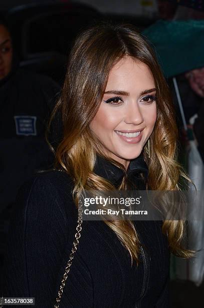 Actress Jessica Alba enters the "Good Morning America" taping at the ABC Times Square Studios on March 12, 2013 in New York City.