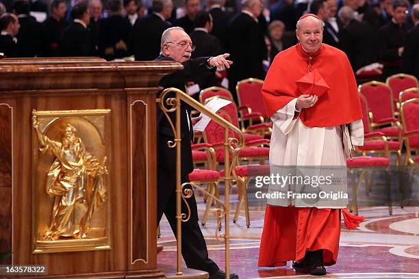 Archbishop of Wien Cardinal Christoph Schonborn attends the Pro Eligendo Romano Pontifice Mass at St Peter's Basilica, before they enter the conclave...