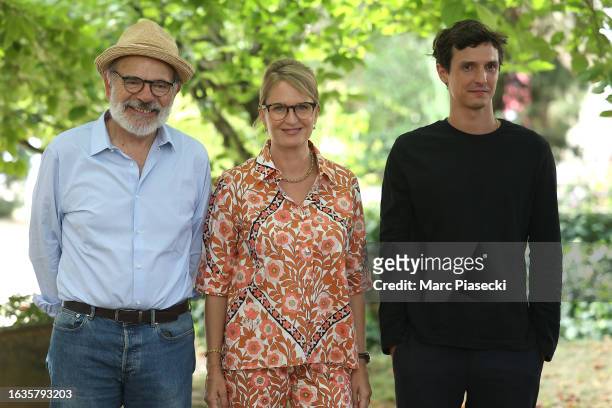 Jean-Pierre Darroussin, Director Anna Novion and Julien Frison attend the 'Théorème de Marguerite' Photocall during Day Three of the 16th Angouleme...