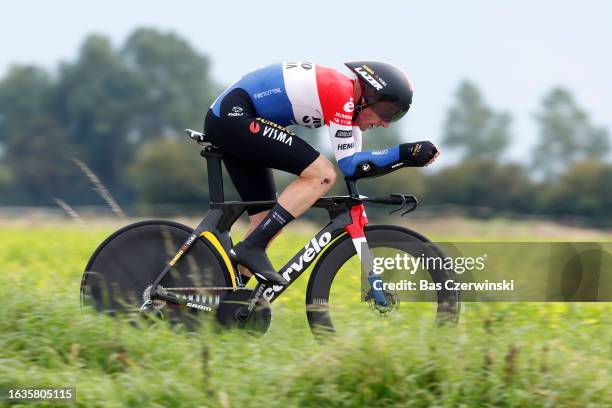 Jos Van Emden of The Netherlands and Team Jumbo-Visma sprints during the 19th Renewi Tour 2023, Stage 2 a 13.6km individual time trial stage from...