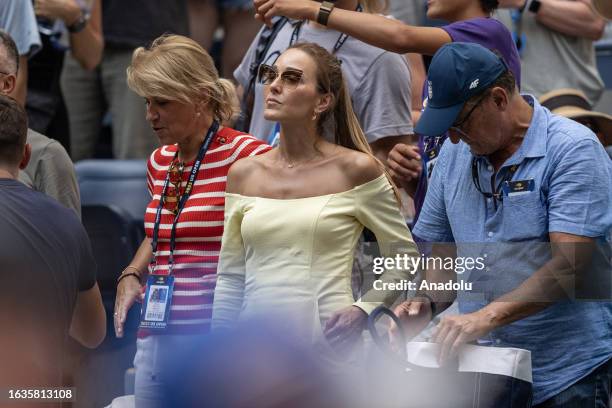 Jelena Djokovic attends 2nd round between Novak Djokovic and Bernabe Zapata Miralles of Spain at the US Open Championships at Billie Jean King Tennis...
