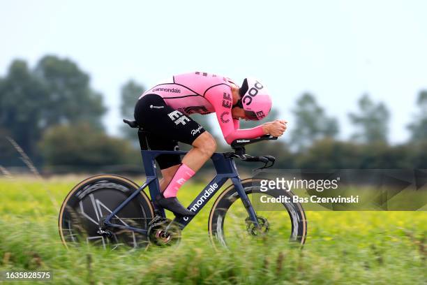 Thomas Scully of New Zealand and Team EF Education-Easypost sprints during the 19th Renewi Tour 2023, Stage 2 a 13.6km individual time trial stage...