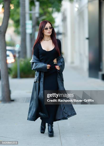 Marta Pozzan is seen leaving the L'Agence store in Beverly Hills on August 30, 2023 in Los Angeles, California.