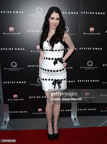 Actress Sarah Hackett arrives at a special LA screening of Millennium Entertainment's "Upside Down" at ArcLight Hollywood on March 12, 2013 in...