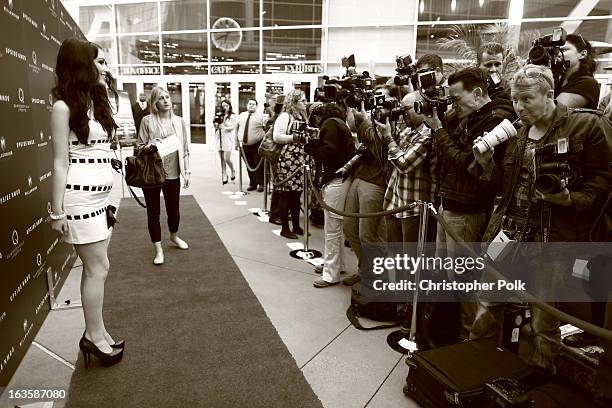 Actress Sarah Hackett attends the screening of Millennium Entertainment's "Upside Down" at ArcLight Hollywood on March 12, 2013 in Hollywood,...