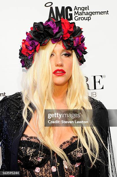 Singer/songwriter Ke$ha arrives at the Pure Nightclub at Caesars Palace to host the club's eighth anniversary party on March 12, 2013 in Las Vegas,...