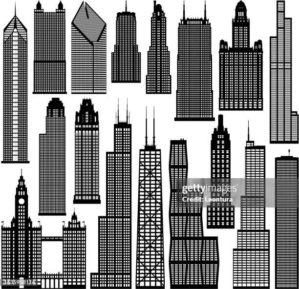 chicago gebäude - chicago cutout stock-grafiken, -clipart, -cartoons und -symbole