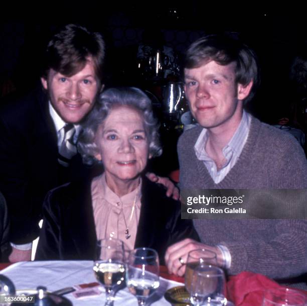 Jon Walmsley, Ellen Corby and Eric Scott attend "The Waltons" Wrap Party on March 23, 1980 at the Century Plaza Hotel in Century City, California.