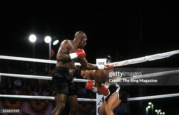 Andrew Maynard throws a punch against Mike DeVito during the fight at the Mirage Hotel & Casino in Las Vegas,Nevada. Andrew Maynard won by a UD 8.