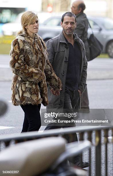 Colombian actor Juan Pablo Shuk and his wife Ana De La Lastra are seen on March 12, 2013 in Madrid, Spain.