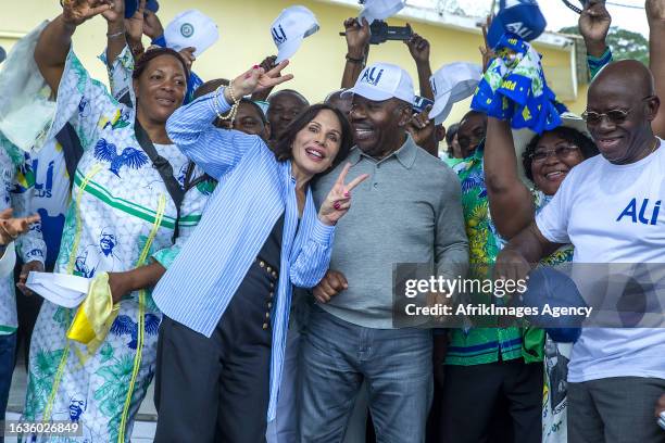 Ali Bongo Ondimba, the outgoing Gabonese president and candidate to succeed him in the presidential election on 26 August 2023, and his wife Sylvia...