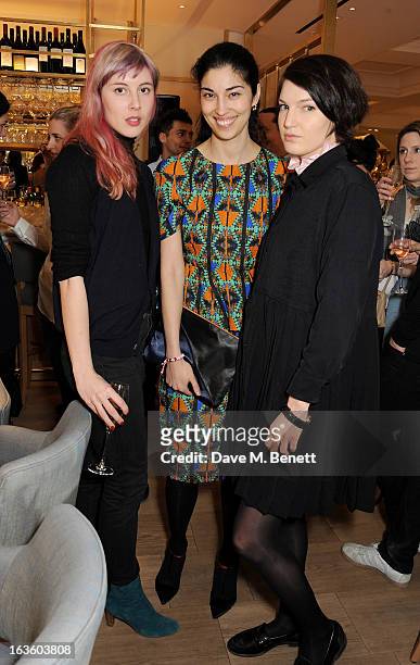 Paula Goldstein, Caroline Issa and Ben Grimes attend a private lunch to celebrate US fashion brand Maiyet at The Corner Restaurant & Champagne Bar in...