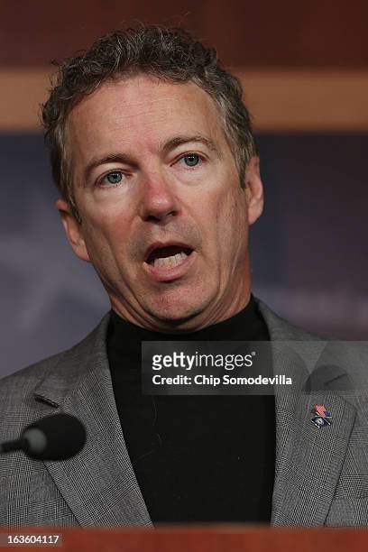 Sen. Rand Paul speaks during a news conference to announce a plan to defund the Patient Protection and Affordable Care Act, also known as Obamacare,...