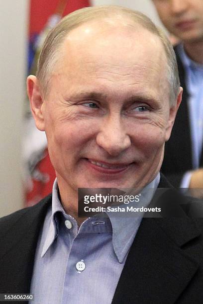 Russian President Vladimir Putin visits Sambo-70, a Russian martial art and combat sport school, March 13, 2013 in Moscow, Russia. Putin and U.S....