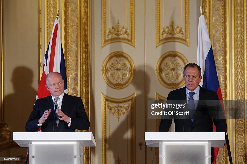 British Foreign Secretary William Hague And Foreign Minister Sergey Lavrov Press Conference