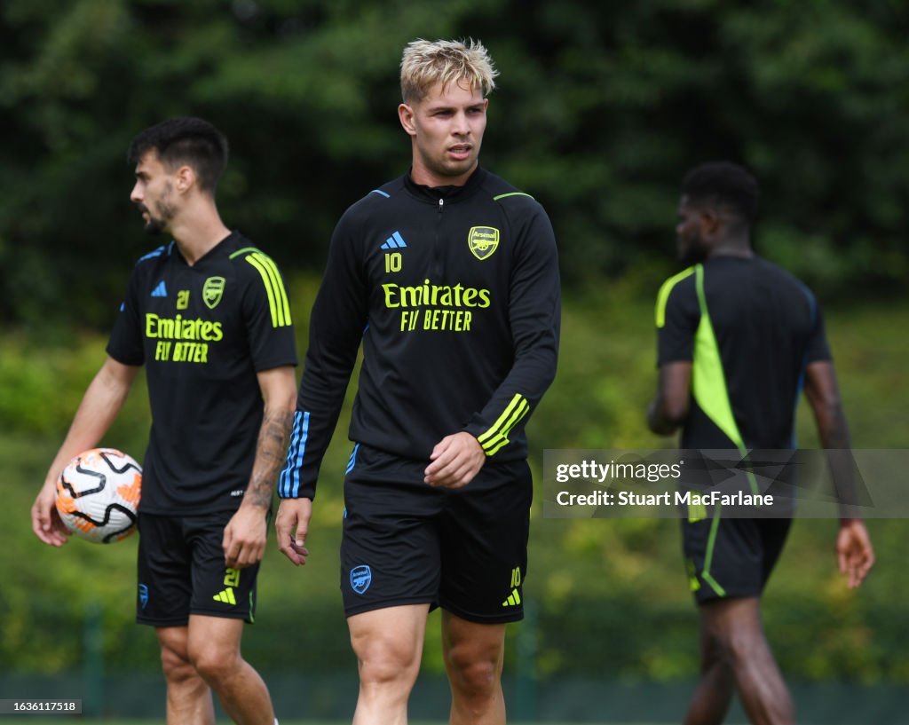 Arsenal Training Emile Smith Rowe of Arsenal during a training session at London... News ...