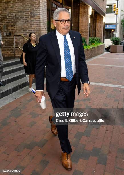 District Attorney of Philadelphia Larry Krasner is seen leaving Fox 29's "Good Day" at FOX 29 Studios on August 24, 2023 in Philadelphia,...