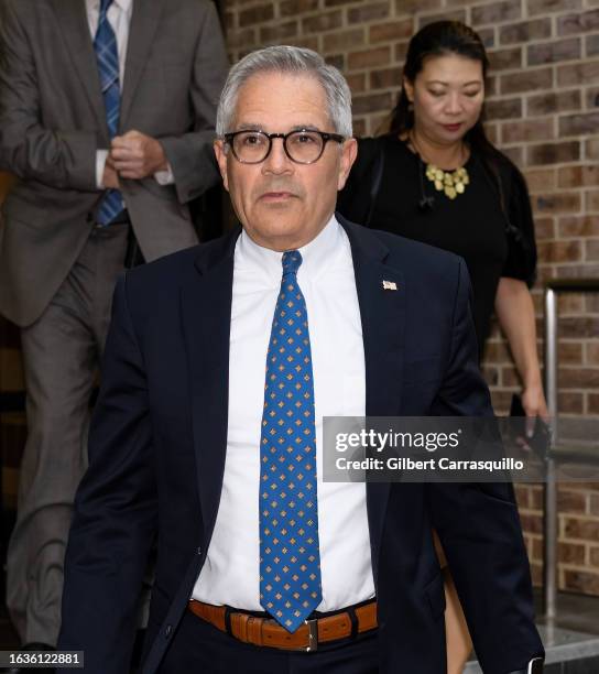 District Attorney of Philadelphia Larry Krasner is seen leaving Fox 29's "Good Day" at FOX 29 Studios on August 24, 2023 in Philadelphia,...