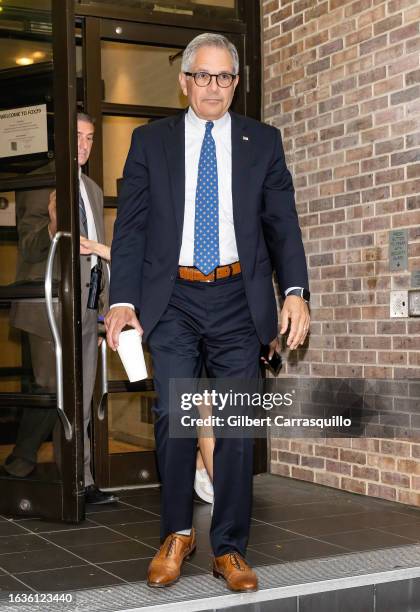 District Attorney of Philadelphia Larry Krasner is seen leaving Fox 29's "Good Day" at FOX 29 Studios on August 24, 2023 in Philadelphia,...