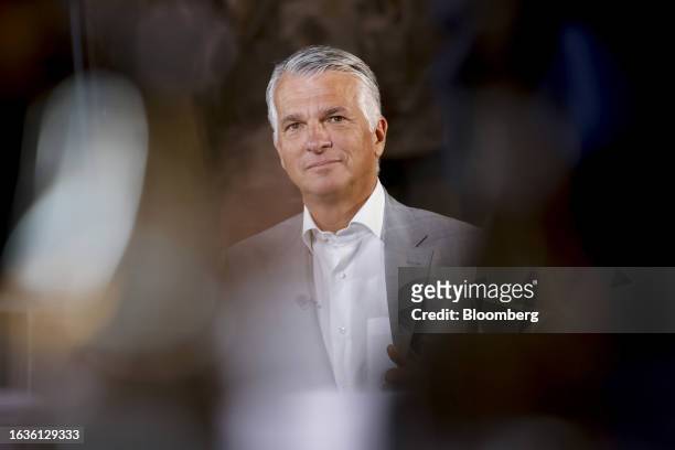 Sergio Ermotti, chief executive officer of UBS Group AG, during a Bloomberg Television interview in Zurich, Switzerland, on Thursday, Aug. 31, 2023....