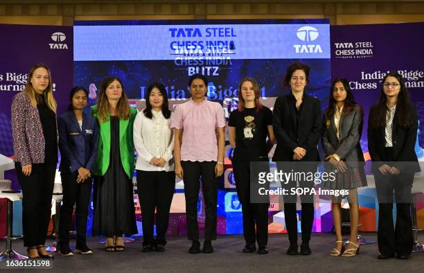 Women participants from the left - Anna Ushenina , Savitha Shri , Harika Dronavalli , Nino Batsiashvili , Koneru Humpy , Polina Shuvalova , Irina...