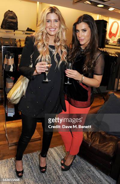 Francesca Hull and Gabriella Ellis attend the Panasonic Technics 'Shop To The Beat' Party hosted by George Lamb at French Connection, Oxford Circus,...