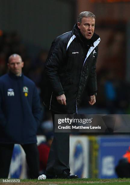 Millwall Manager Kenny Jackett issues instructions during the FA Cup sponsored by Budweiser Sixth Round Replay match between Blackburn Rovers and...