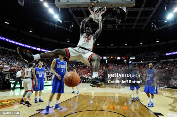 Anthony Bennett of the UNLV Rebels dunks against the Air Force Falcons during a quarterfinal game of the Reese's Mountain West Conference Basketball...