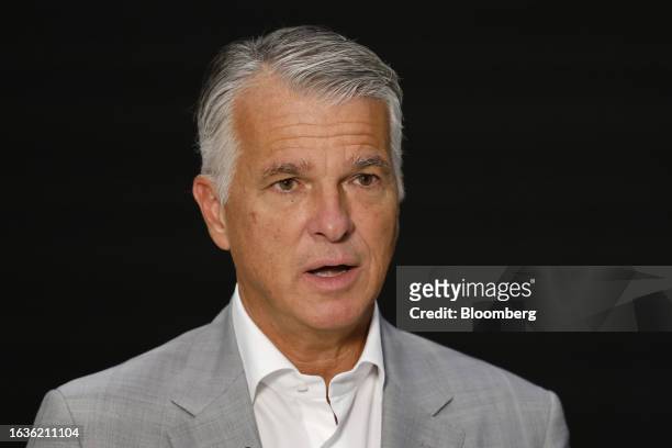 Sergio Ermotti, chief executive officer of UBS Group AG, speaks during a Bloomberg Television interview in Zurich, Switzerland, on Thursday, Aug. 31,...