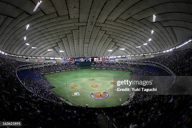General view of the Tokoy Dome during Pool 1, Game 6 between the Netherlands and Japan in the second round of the 2013 World Baseball Classic at the...