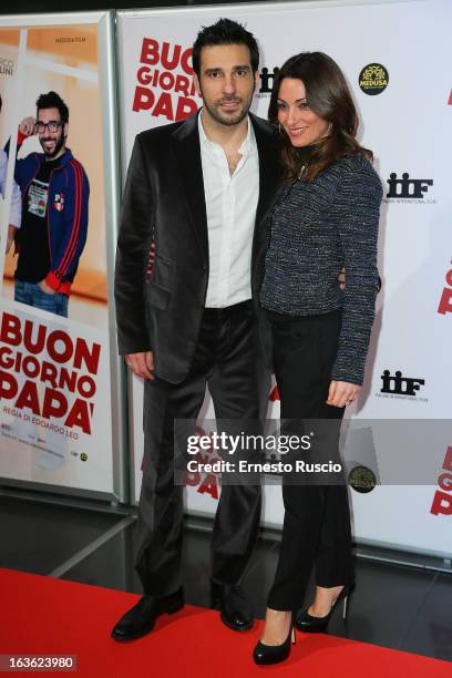 Edoardo Leo and his wife Laura attend the 'Buongiorno Papa' premiere at Cinema Adriano on March 13, 2013 in Rome, Italy.