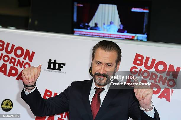 Marco Giallini attends the 'Buongiorno Papa' premiere at Cinema Adriano on March 13, 2013 in Rome, Italy.