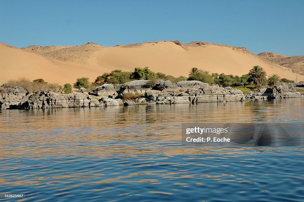 The Nile; cataract desert, Aswan, nubie, Egypt