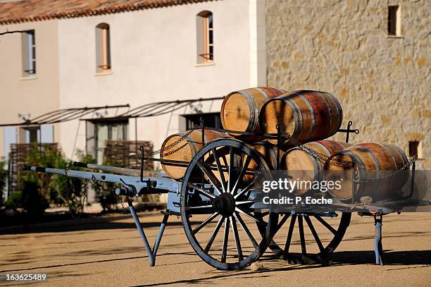 casks, barrels, wine cart, provence - provence wine stock illustrations