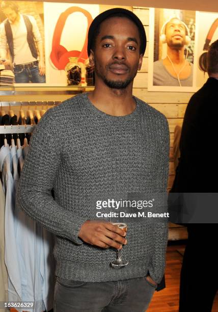 Aki Omoshaybi attends the Panasonic Technics 'Shop To The Beat' Party hosted by George Lamb at French Connection, Oxford Circus, on March 13, 2013 in...