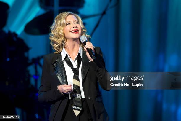 Olivia Newton-John performs on stage at Royal Albert Hall on March 13, 2013 in London, England.