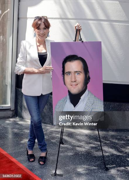 Marilu Henner attends The Hollywood Walk of Fame Star Ceremony for Andy Kaufman, honored posthumously, on August 24, 2023 in Hollywood, California.