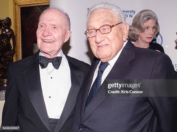 Brent Scowcroft and Henry Kissinger attendsthe National Defense University Foundation's International Statesman and Business Advocate Award...