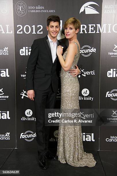 Nando Escribano and Tania Llasera attend Cadena Dial awards 2013 press room at the Adan Martin auditorium on March 13, 2013 in Tenerife, Spain.