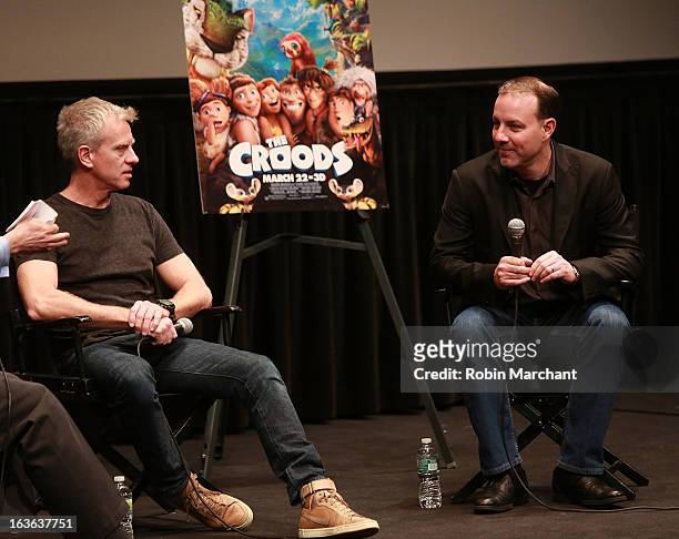 Chris Sanders and Kirk De Micco attend "The Croods" screening at The Film Society of Lincoln Center, Walter Reade Theatre on March 13, 2013 in New...