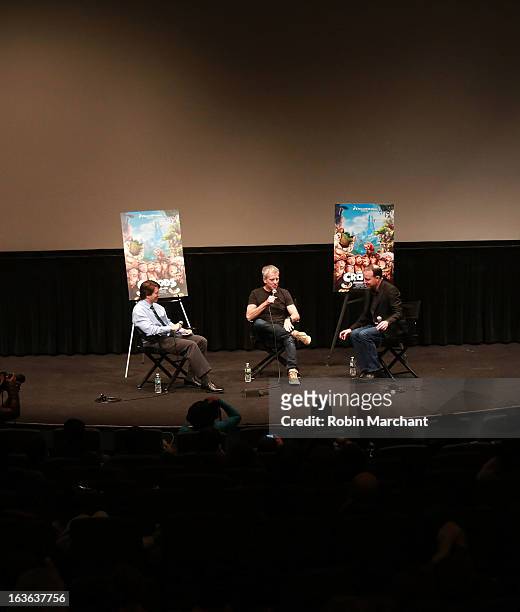John Wildman, Chris Sanders and Kirk De Micco attend "The Croods" screening at The Film Society of Lincoln Center, Walter Reade Theatre on March 13,...