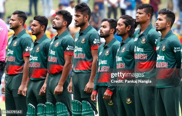 Team Bangladesh during the 2023 Asia Cup match between Sri Lanka and Bangladesh at Pallekele International Cricket Stadium on August 31, 2023 in...