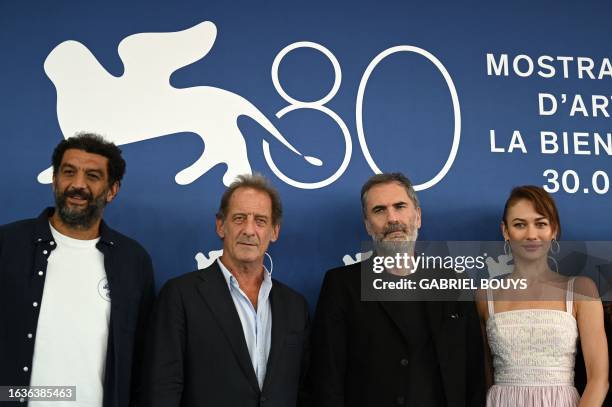 French actor Ramzy Bedia, French actor Vincent Lindon, French director Xavier Giannoli and Ukrainian born actress Olga Kurilenko pose during the...