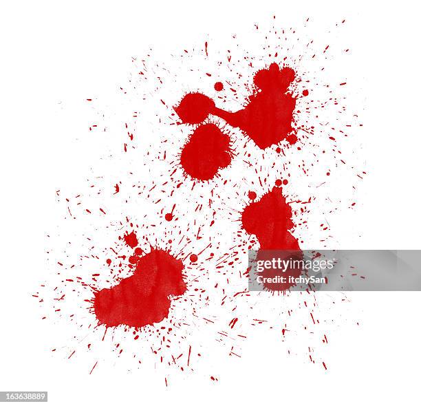 set di vari schizzi di sangue - blood splatter foto e immagini stock