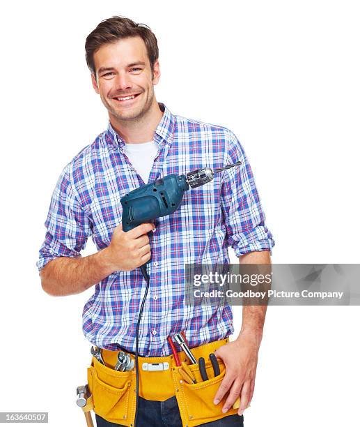 need any holes made - blue collar construction isolated stock pictures, royalty-free photos & images
